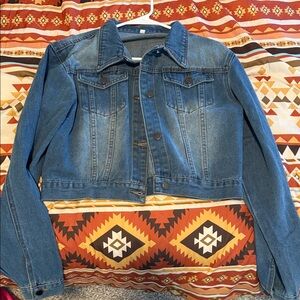Classic Blue Denim Jacket - Women's Cropped Trucker